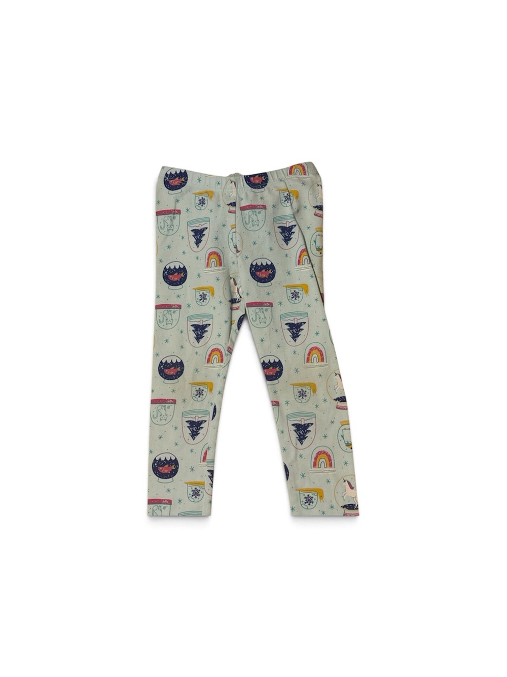 Cat & Jack Light Blue Leggings with Navy Snow Globe Prints